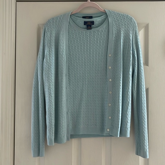 Brooks Brothers Sweaters - Brooks Bothers silk & cashmere sweater & cardigan set, light aqua